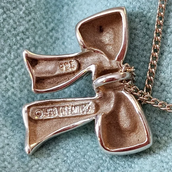 🎀Tiffany & Co. Ribbon Bow Sterling Silver 925 Vintage Pendant Necklace💝 - Picture 3 of 16